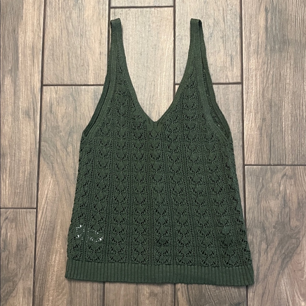 J. Crew Olive Knit Button-Up Tank Top - Picture 7 of 9